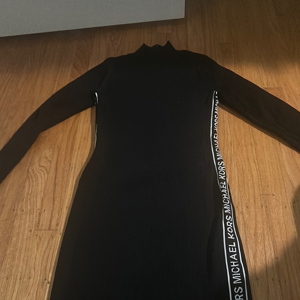 MICHAEL Michael Kors Black Mock Neck Bodycon Midi Dress